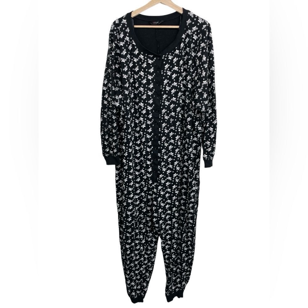 Yours Black and White Cat Print One Piece size 26/28